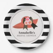 Derby stijl grote rode hoed roos bruidsdouche papieren bordje (Voorkant)