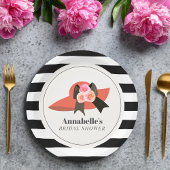 Derby stijl grote rode hoed roos bruidsdouche papieren bordje