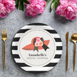 Derby stijl grote rode hoed roos bruidsdouche papieren bordje