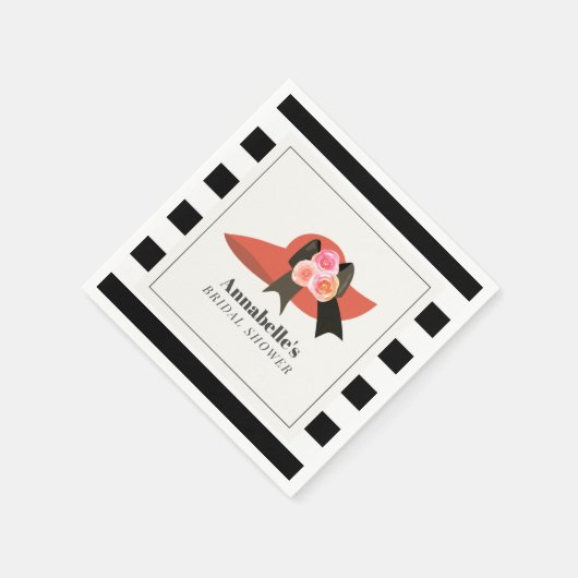 Derby stijl grote rode hoed roos bruidsdouche servet (Hoek)