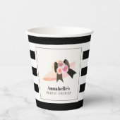 Derby stijl grote roze hoed roos bruidsdouche papieren bekers (Voorkant)