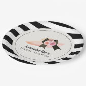 Derby stijl grote roze hoed roos bruidsdouche papieren bordje (Gekanteld)