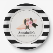 Derby stijl grote roze hoed roos bruidsdouche papieren bordje (Voorkant)