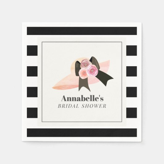 Derby stijl grote roze hoed roos bruidsdouche servet (Voorkant)