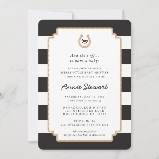 Derby Style Baby shower Invitation Hoefijzer Kaart (Voorkant)