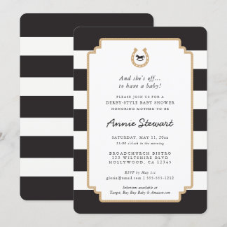 Derby Style Baby shower Invitation Hoefijzer Kaart