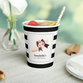 Derby Style Big Pink Pet Roos 1e verjaardag Papieren Bekers