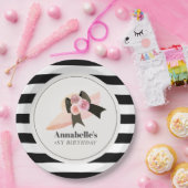 Derby Style Big Pink Pet Roos 1e verjaardag Papieren Bordje (Feest)