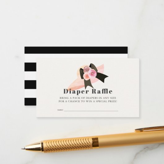 Derby Style Big Pink Pet Roos Luier Raffle Ticket Informatiekaartje (Voorkant / Achterkant in situ)