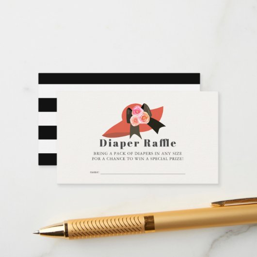 Derby Style Big Red Pet Roos Luier Raffle Ticket Informatiekaartje (Voorkant / Achterkant in situ)