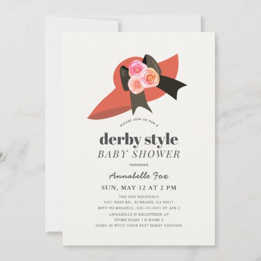 Derby Style Red Pet Roos Baby shower Kaart (Voorkant)