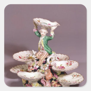 Derby-tafelcenterstuk, 1760-65 vierkante sticker