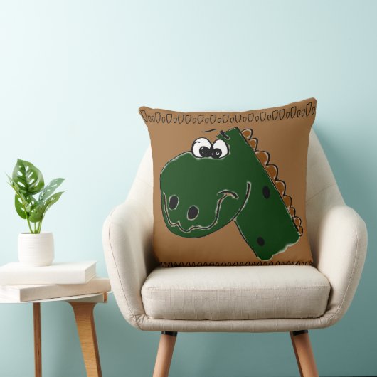 Derby the Dinosaur (bruin) Kussen (Stoel)