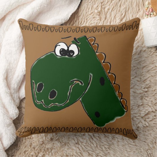 Derby the Dinosaur (bruin) Kussen (Deken)