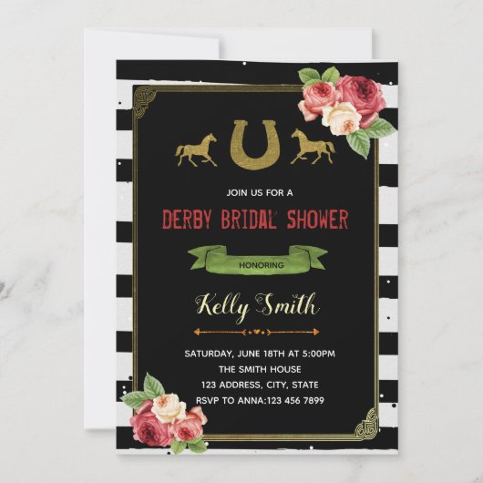 Derby themparty bridal doual-uitnodiging kaart (Voorkant)