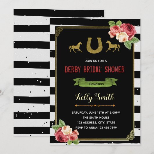 Derby themparty bridal doual-uitnodiging kaart (Voorkant / Achterkant)