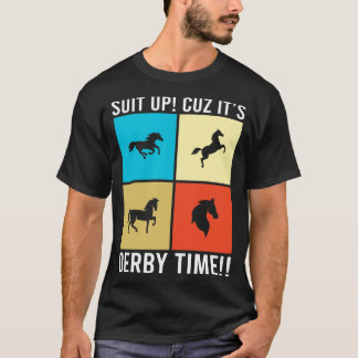 Derby Tijd  Paardenrace Mannen Vrouwen Funny Retr T-shirt