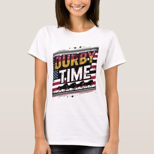 Derby Time: Amerikaanse vlag achtergrond T-shirt (Voorkant)