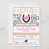 Derby vrijgezellenfeest zwart/goud/roze rozen kaart (Voorkant)