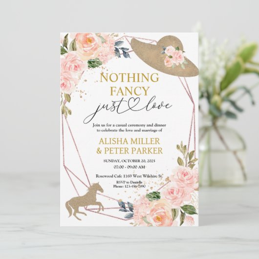 Derby Wedding Invitation - Niets Fancy Alleen Lief Save The Date (Staand voorkant)