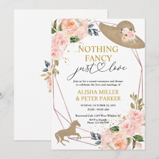 Derby Wedding Invitation - Niets Fancy Alleen Lief Save The Date (Voorkant / Achterkant)