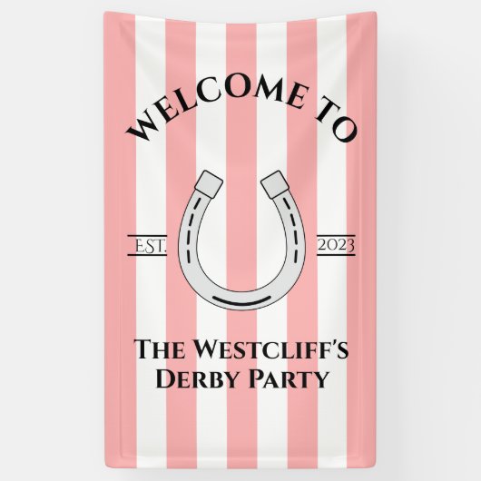 Derbyfeest Roze Streep Hoefijzer Verticaal Welkom Spandoek (Verticaal)