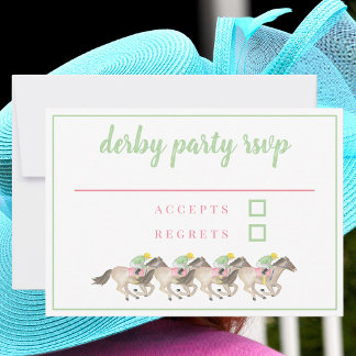 Derbyfeest Watercolor Jockeys Paardenrennen RSVP Kaartje
