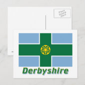 Derbyshire Flag met naam Briefkaart (Voorkant / Achterkant)