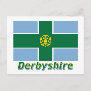 Derbyshire Flag met naam Briefkaart