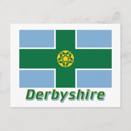 Derbyshire Flag met naam Briefkaart (Voorkant)