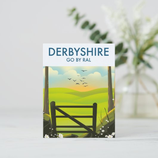 Derbyshire Landschap reisposter Briefkaart (Staand voorkant)