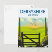 Derbyshire Landschap reisposter Briefkaart (Voorkant / Achterkant)