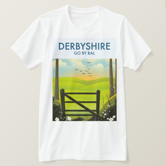 Derbyshire landschap reisposter t-shirt (Design voorkant)