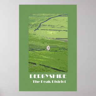 Derbyshire Peak District 1920s retro-stijl poster