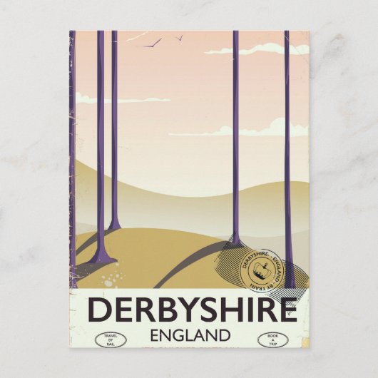 Derbyshire vintage spoorposter. briefkaart (Voorkant)
