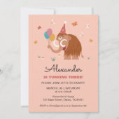 Derde 3 Verjaardag Pet Cartoon Schattigee Mammoth  Kaart (Voorkant)