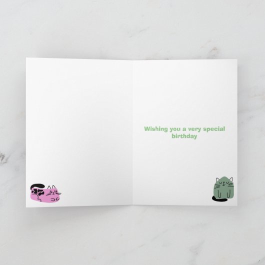 Derde 3e verjaardag Doodle Cats Custom Bericht Kaart (Binnen)