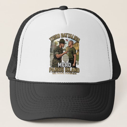 Derde Bataljon MCRD Parris Island Trucker Hoed – Pet (Voorkant)