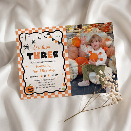 Derde Boo-dag Halloween Verjaardagsuitnodiging Fot Kaart