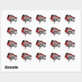 Derde brug. Red&Black. Ronde Sticker (Vel)