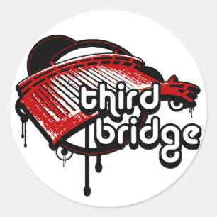Derde brug. Red&Black. Ronde Sticker