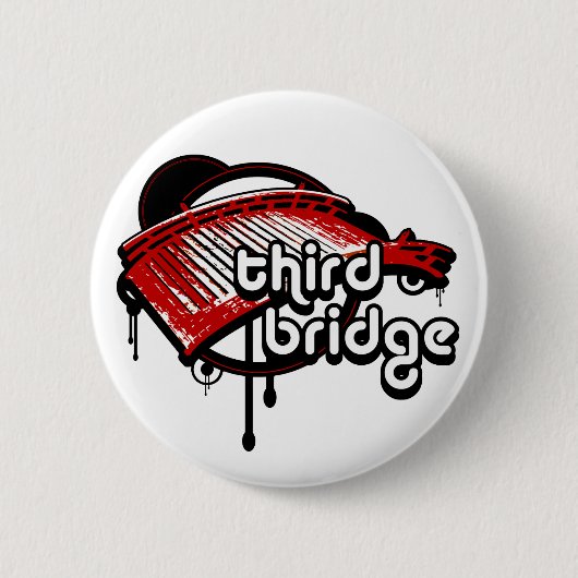 derde brug. wit en rood. ronde button 5,7 cm (Voorkant)