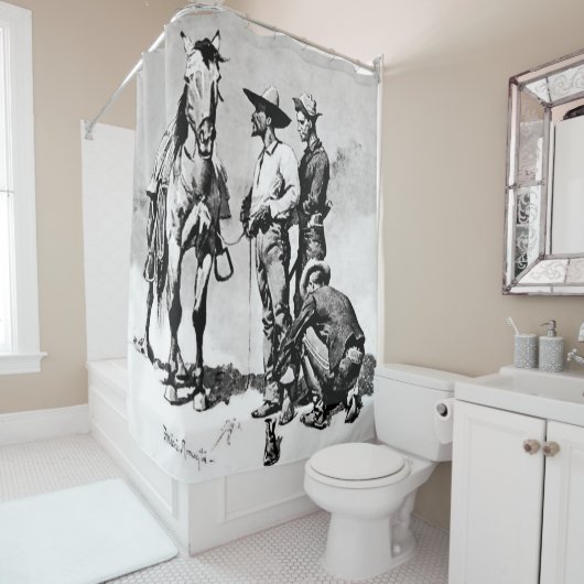 Derde Cavalerie Troopers door Frederic Remington Douchegordijn (In situ)