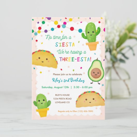 Derde dag themauitnodiging voor Taco - driesta Kaart (Staand voorkant)