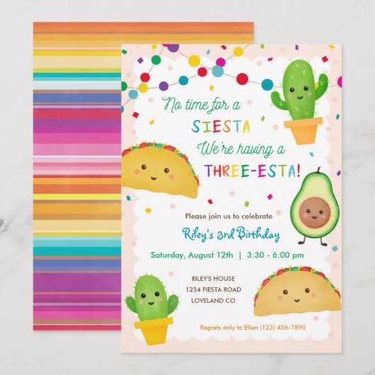 Derde dag themauitnodiging voor Taco - driesta Kaart (Voorkant / Achterkant)