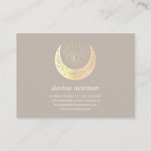 Derde Eye Gold Moon Klant Dank u Boho taupe Informatiekaartje (Achterkant)