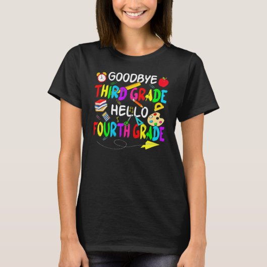 Derde graad Hallo vierde klas terug naar school T-shirt (Voorkant)