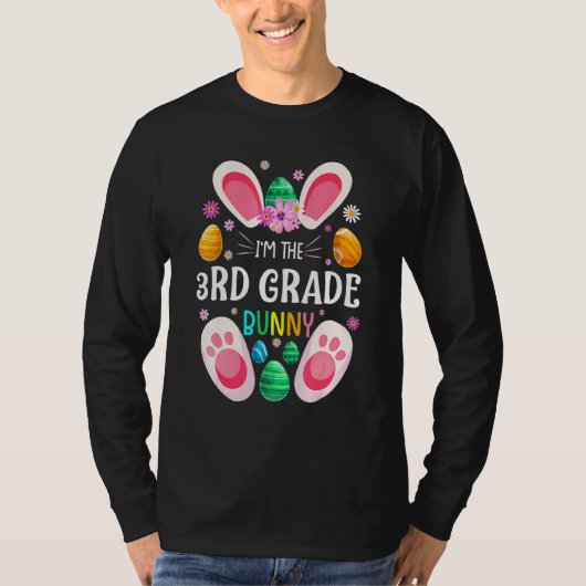 Derde graad leraar Bunny Paasdag Rabbit familie M T-shirt (Voorkant)