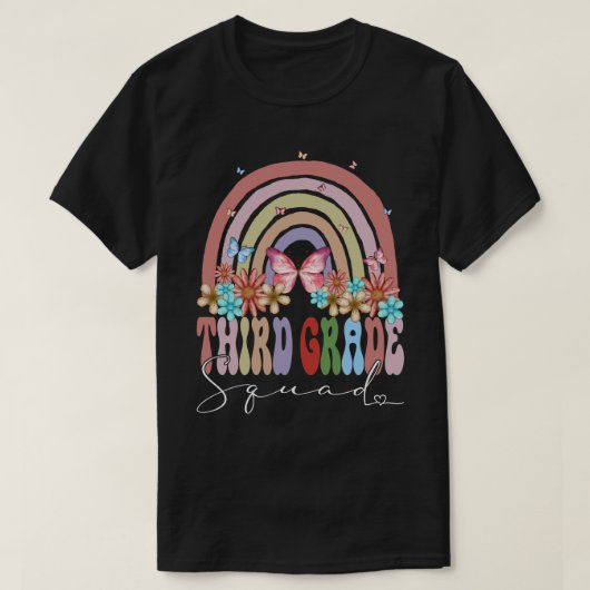 Derde gradenvierkant terug naar school regenboogre t-shirt (Design voorkant)