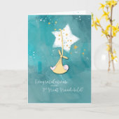 Derde groot kleinkind, gefeliciteerd, Baby in ster Kaart (Gele Bloem)